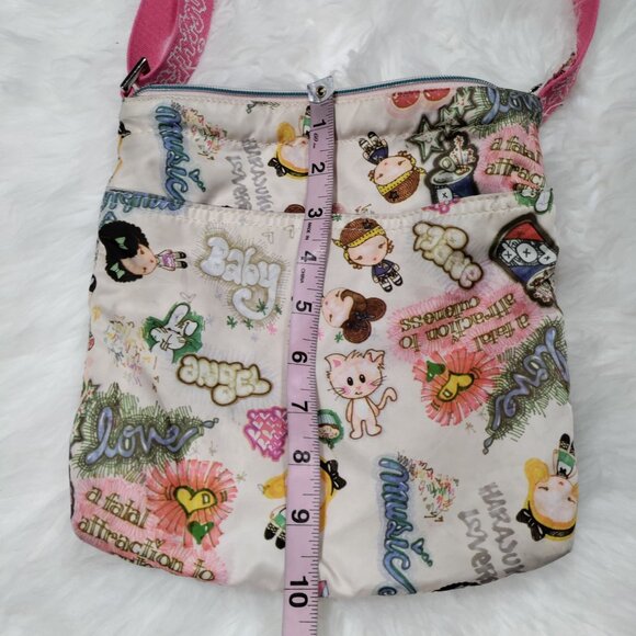 Harajuku Lovers Cute Cartoon Graphics Pink Strap Twee Crossbody Satchel Bag - Picture 9 of 12